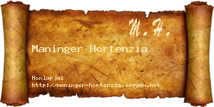 Maninger Hortenzia névjegykártya